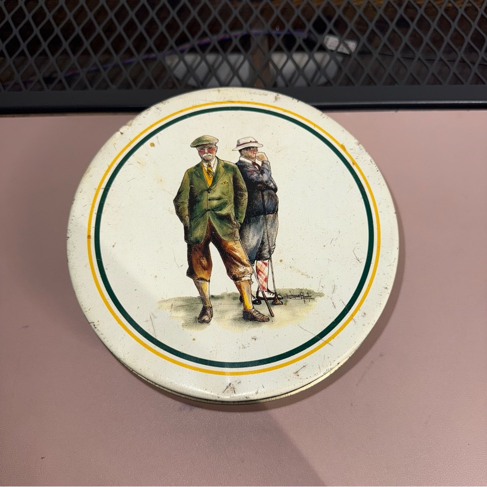 Vintage 1992 B. Brent‎ Atwater Golf Collectors Tin Box Plaid Design Made in USA